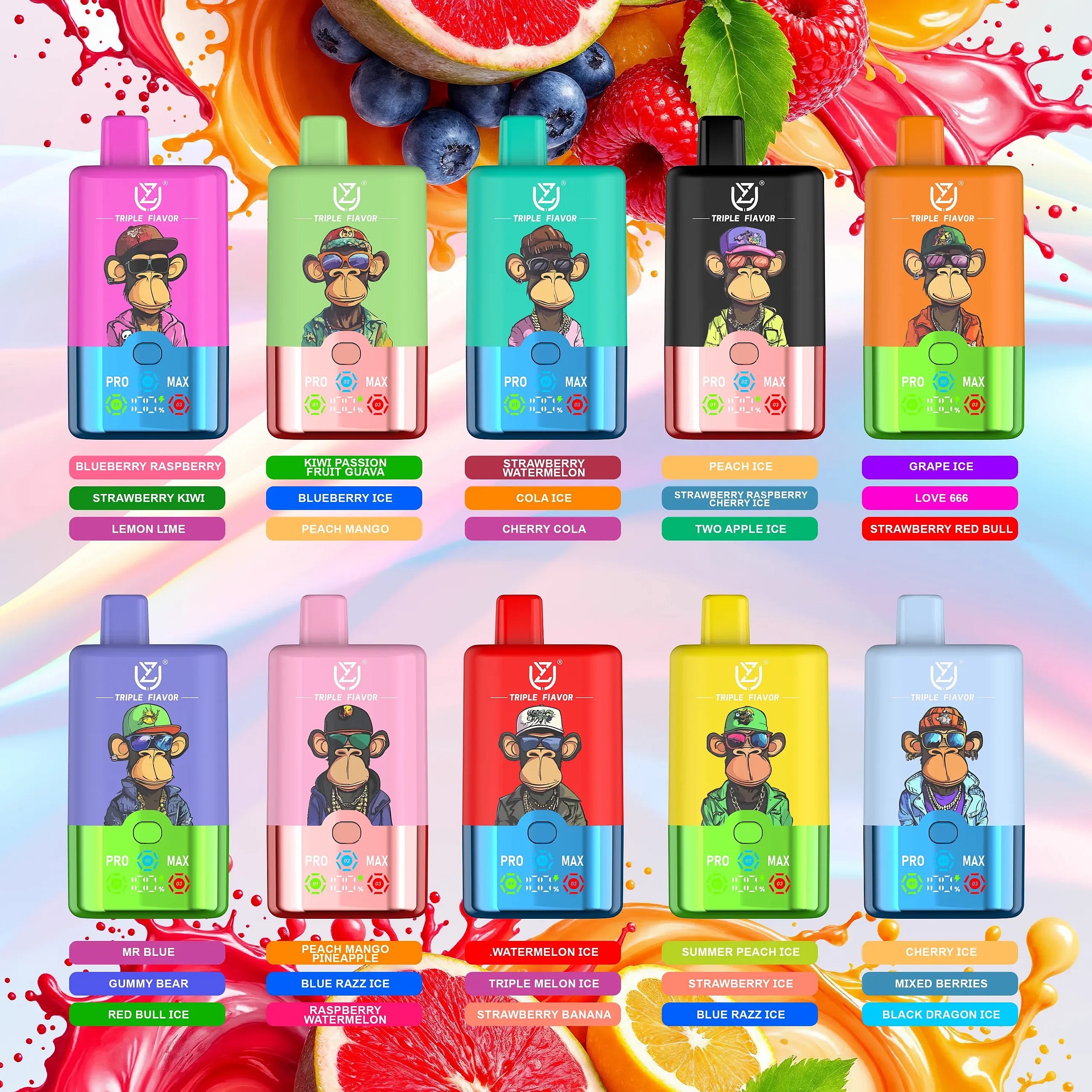 Vape desechable Uzy Triple Sabor, 60.000 inhalaciones, venta al por mayor