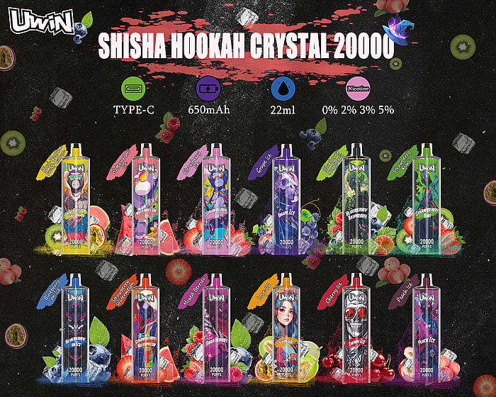 uwin shisha hookah crystal 20000 20k puffs wholesale disposable vape