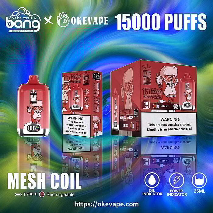 bang king smart screen 15000 sbuffi vaporizzatore usa e getta all'ingrosso