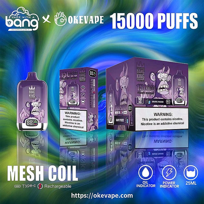bang king smart screen 15000 sbuffi vaporizzatore usa e getta all'ingrosso