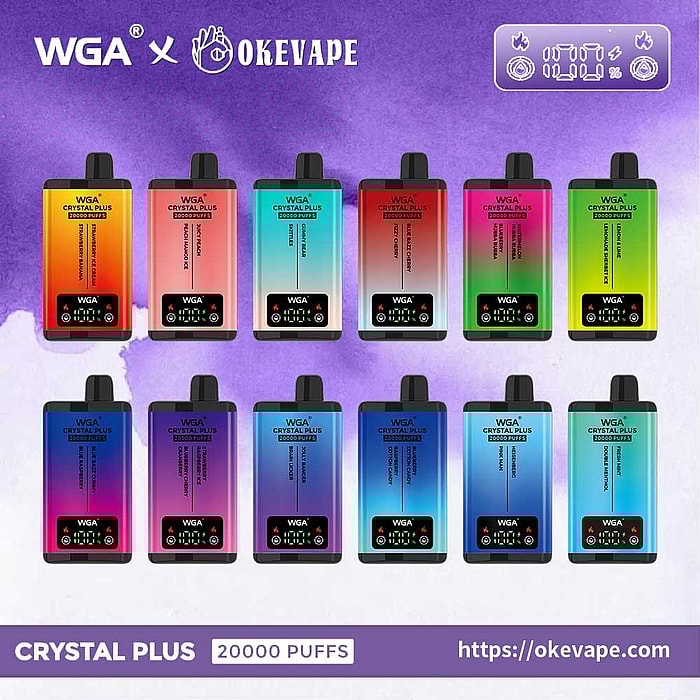 Vape desechable al por mayor wga crystal plus 20000 bocanadas