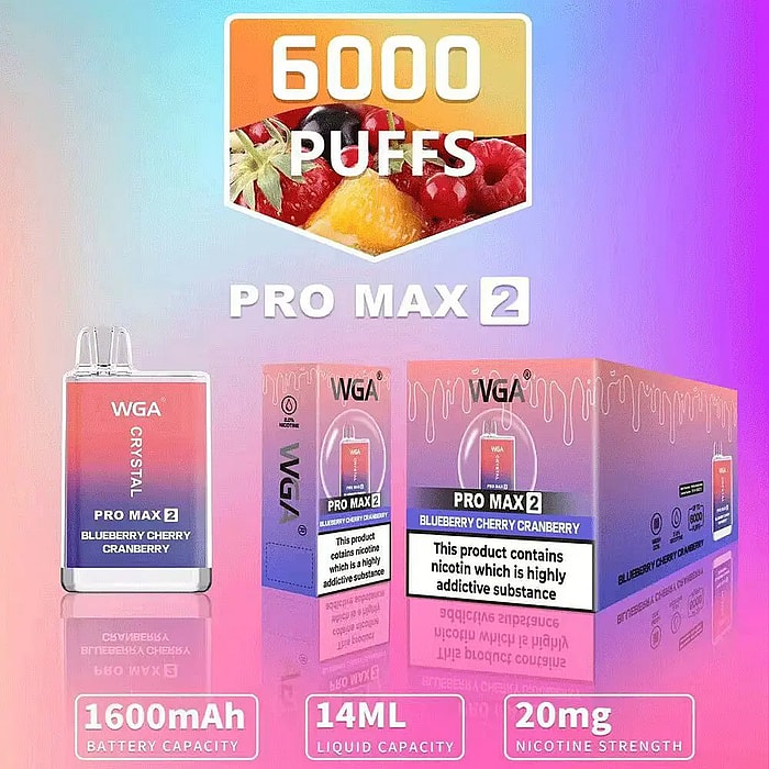 Vape desechable al por mayor de 6000 bocanadas de cristal WGA