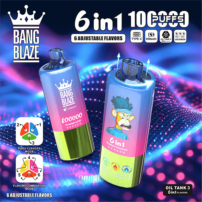bang blaze 100000 100k puffs 6 in 1 wholesale disposable vape