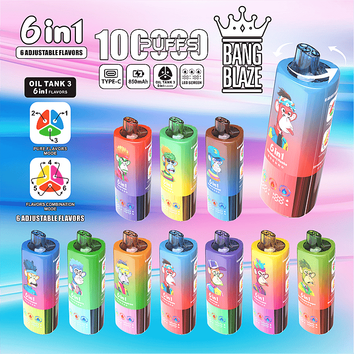 bang blaze 100000 100k puffs 6 in 1 wholesale disposable vape