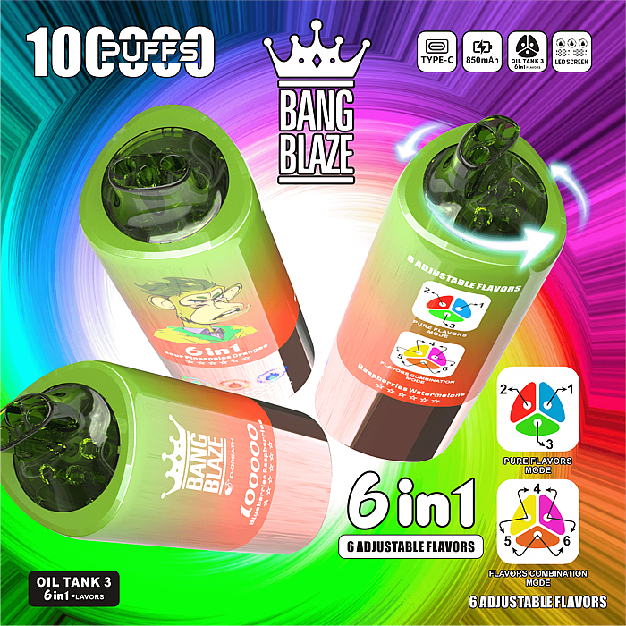 bang blaze 100000 100k puffs 6 in 1 wholesale disposable vape