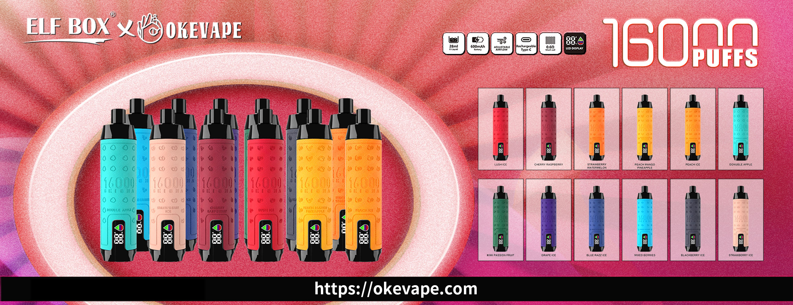 okevape elf box shisha 16000 puffs